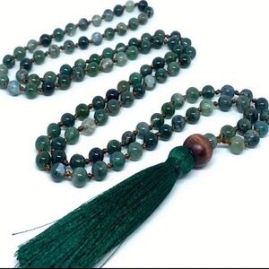 108 6mm Natural Moss Agate Mala necklace